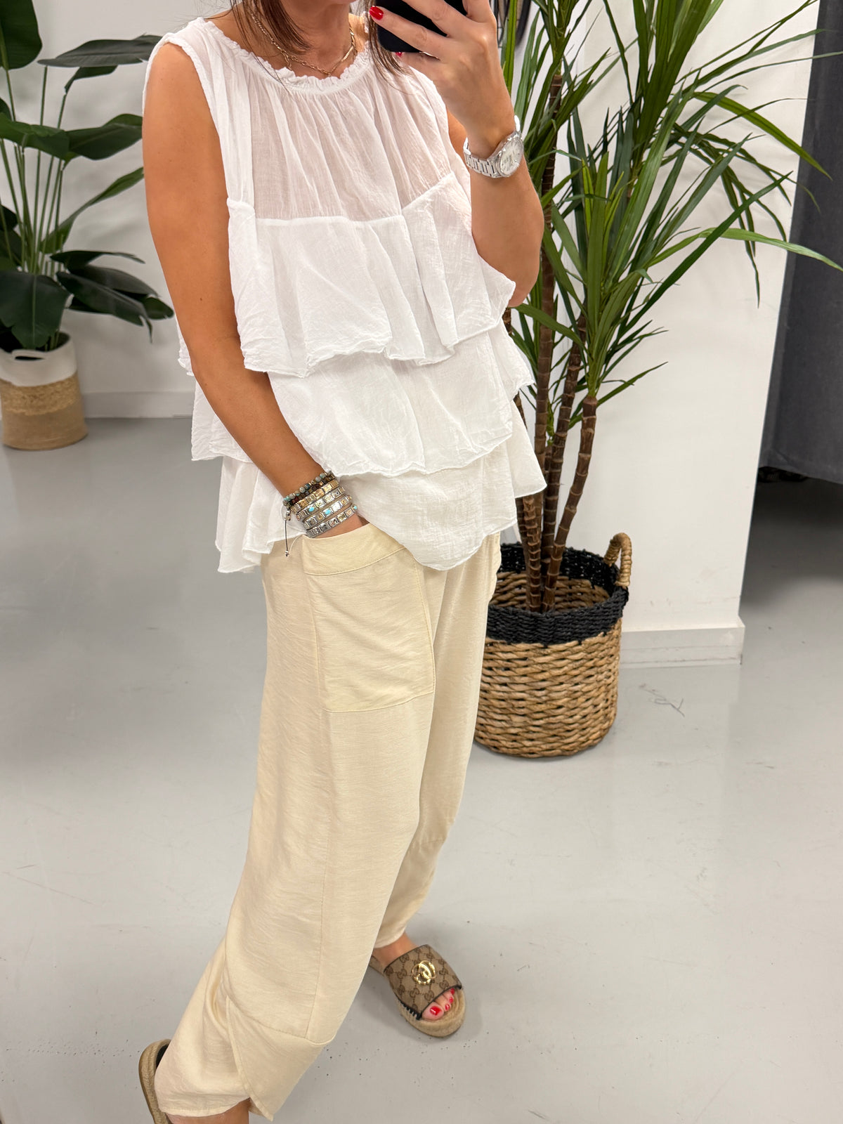 The Summer Tulip Trousers - Buttercream