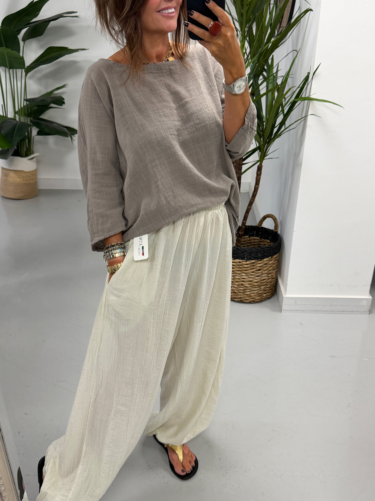 The OG TicToc Crinkle Balloon Trousers - Buttercream