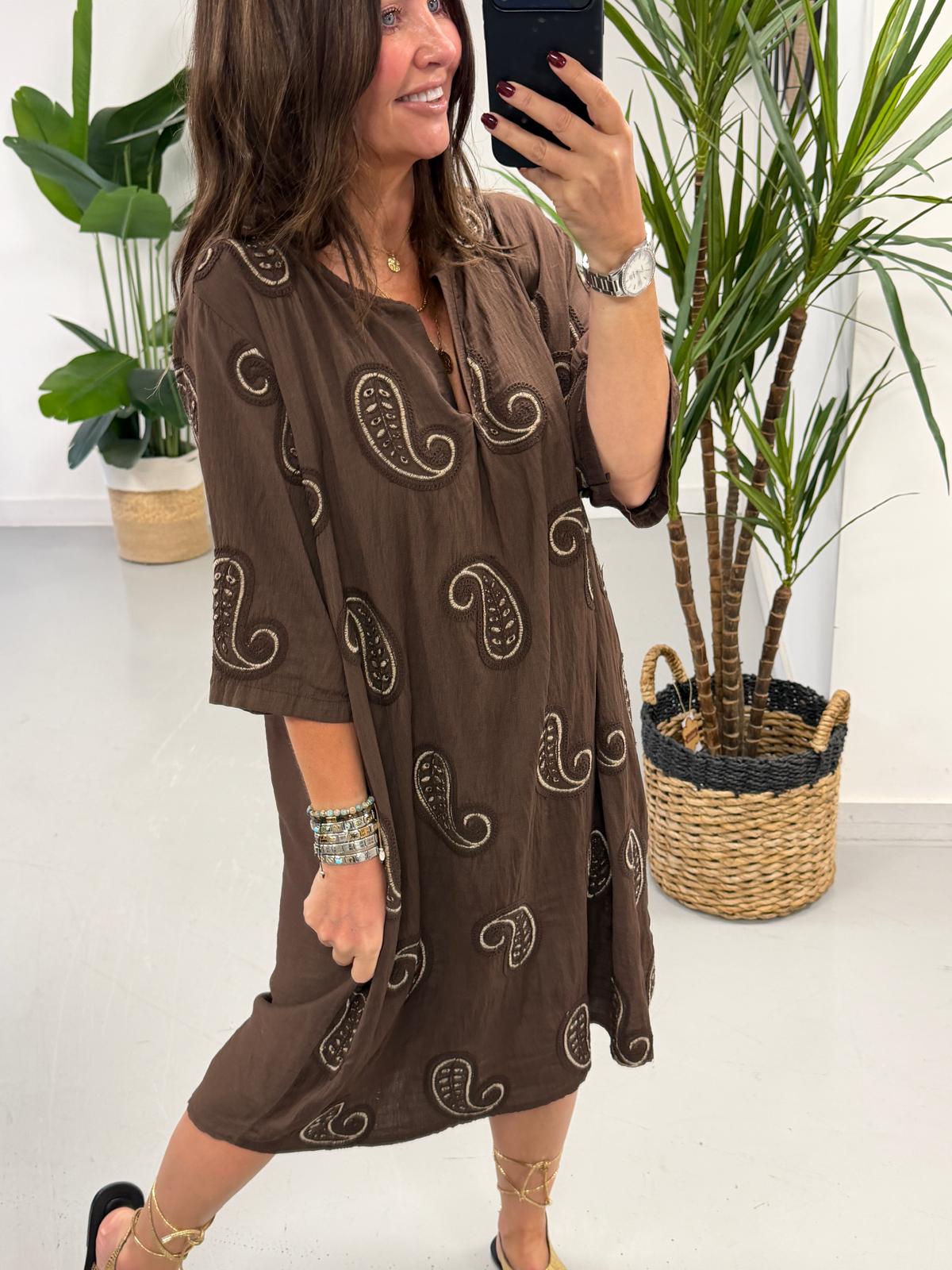 The Paisley Midi Dress - Chocolate