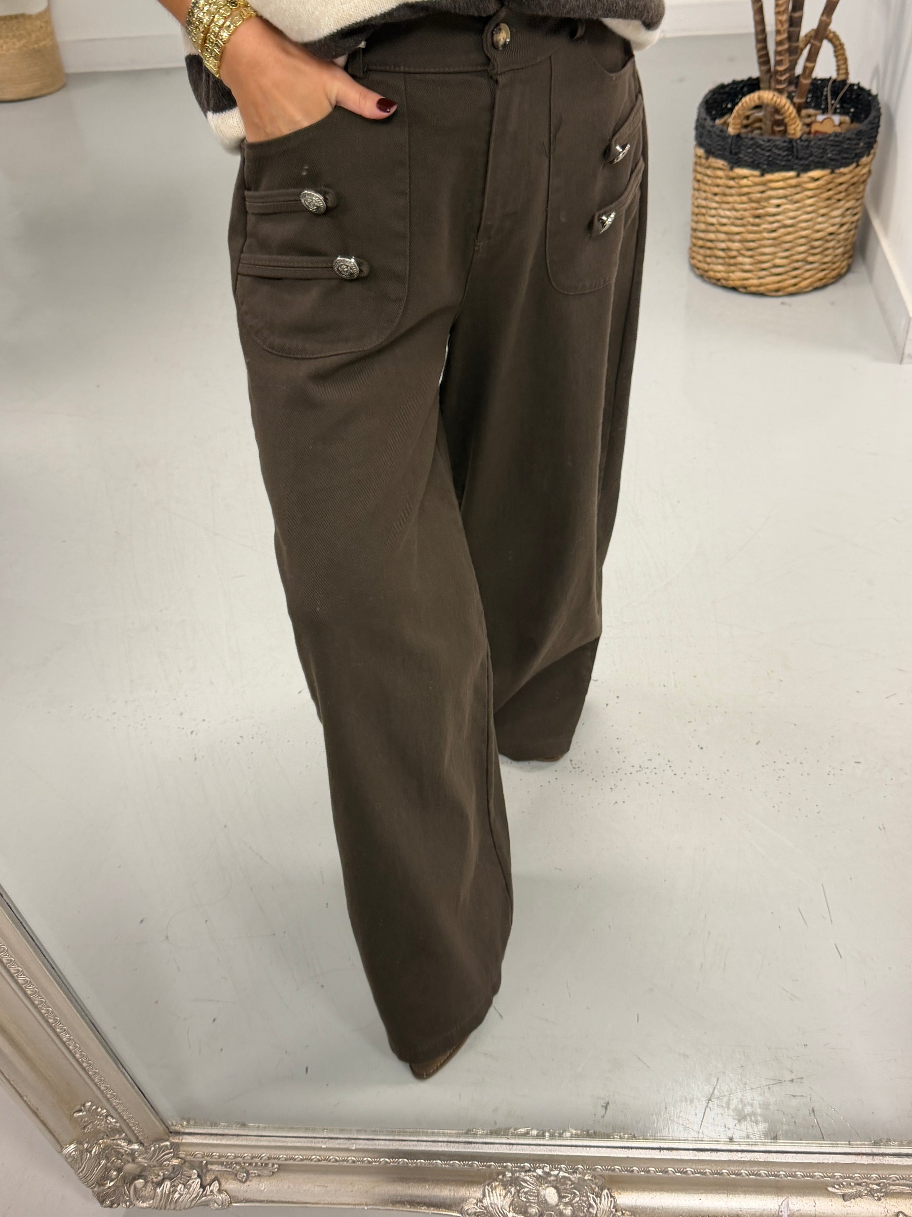Savannah Military Jeans - Chocolate (Size 12/14)