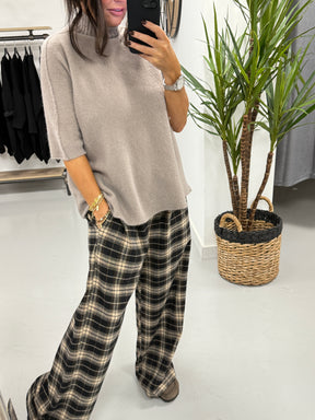 The Lachlan Straight Leg Check Trouser - Chocolate/Black