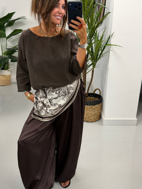 Scarf Balloon Trousers - Chocolate
