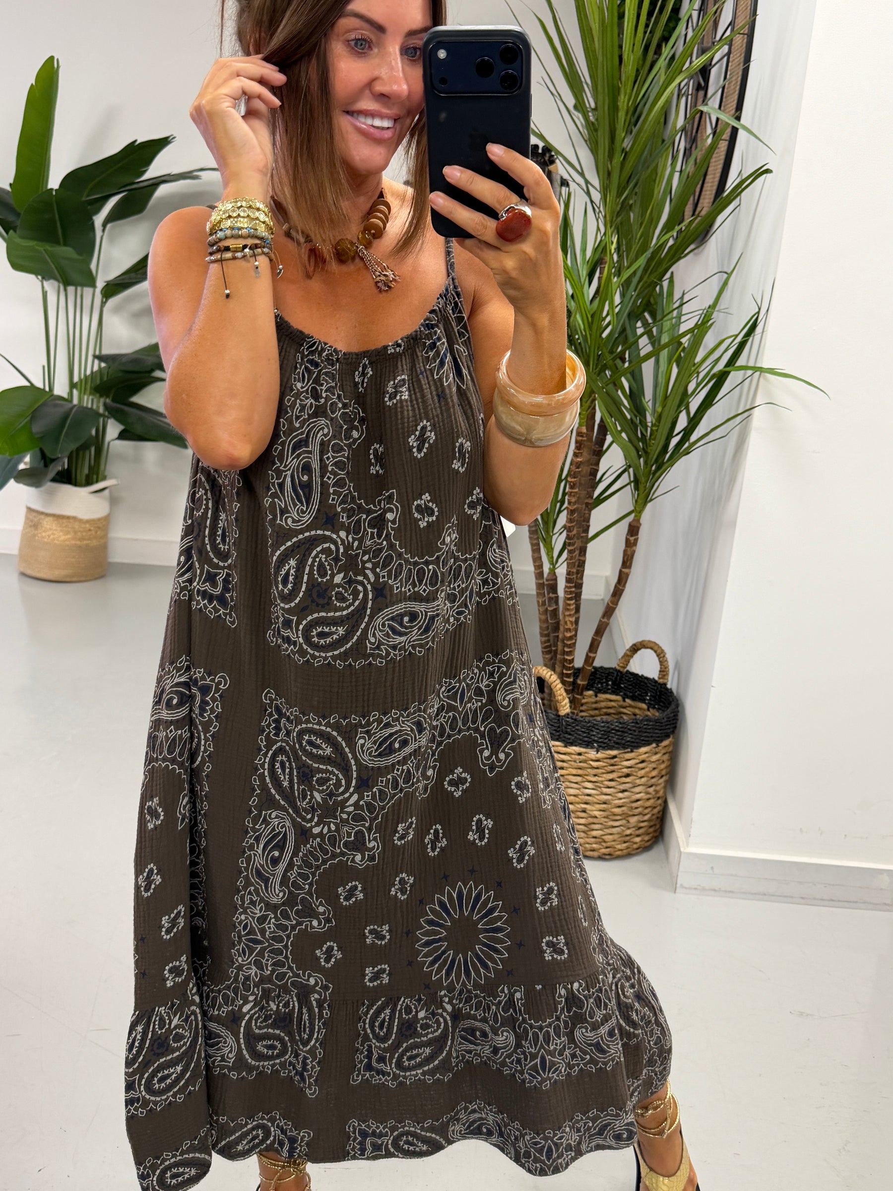 Valencia Bandana Slouch Dress - Chocolate
