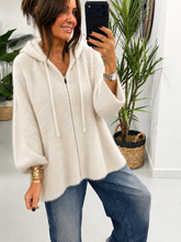 Hooded Zipped Cardigan - Cream  (Size 12-18)