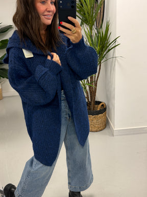 Slouchy Hooded Cardigan - Navy (Size 10-16)