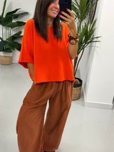 Gracie Crop Sleeve Knit - Orange