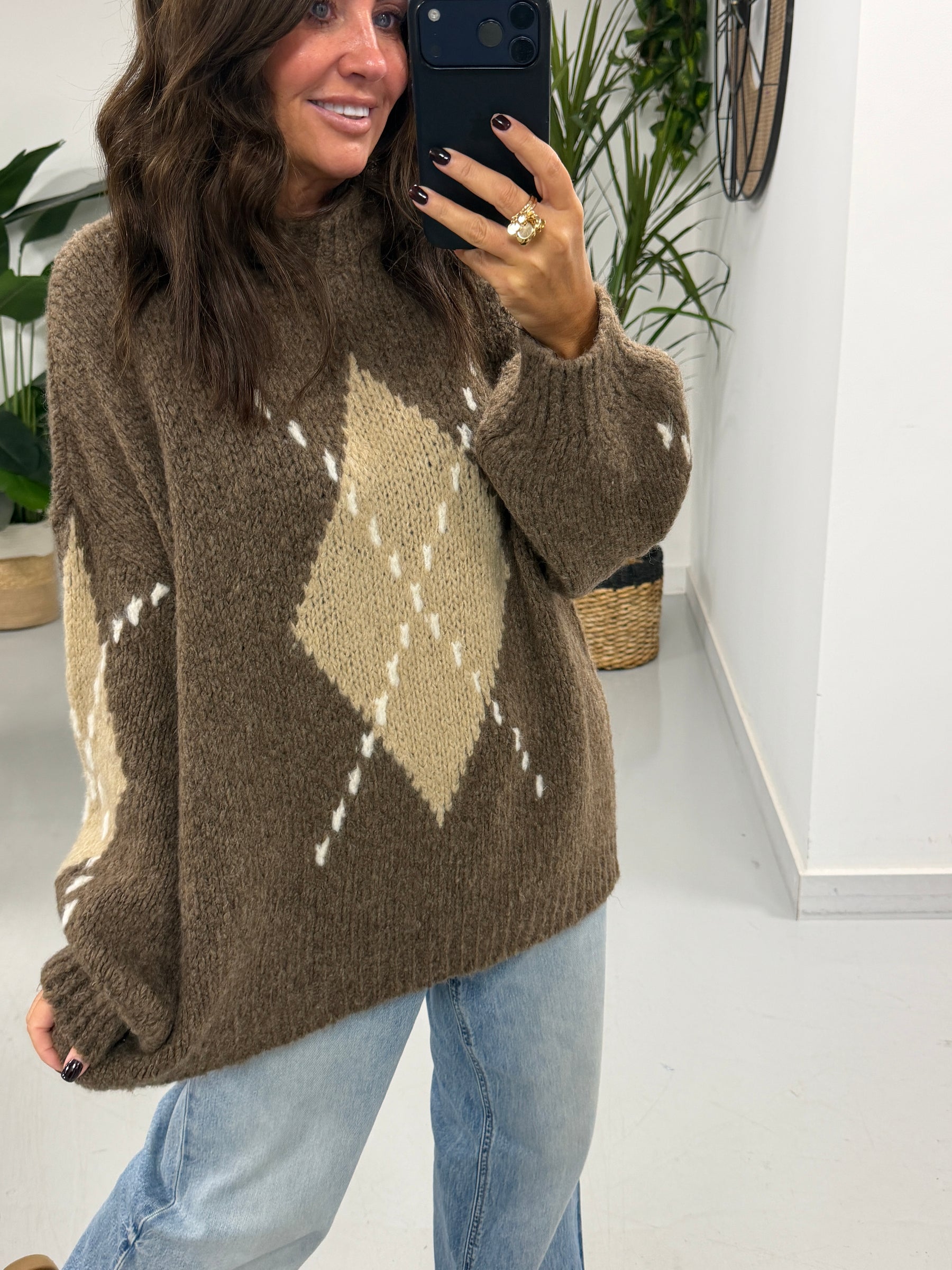 The Argyle Rustic Soft Knit - Mocha (Size 10-18)