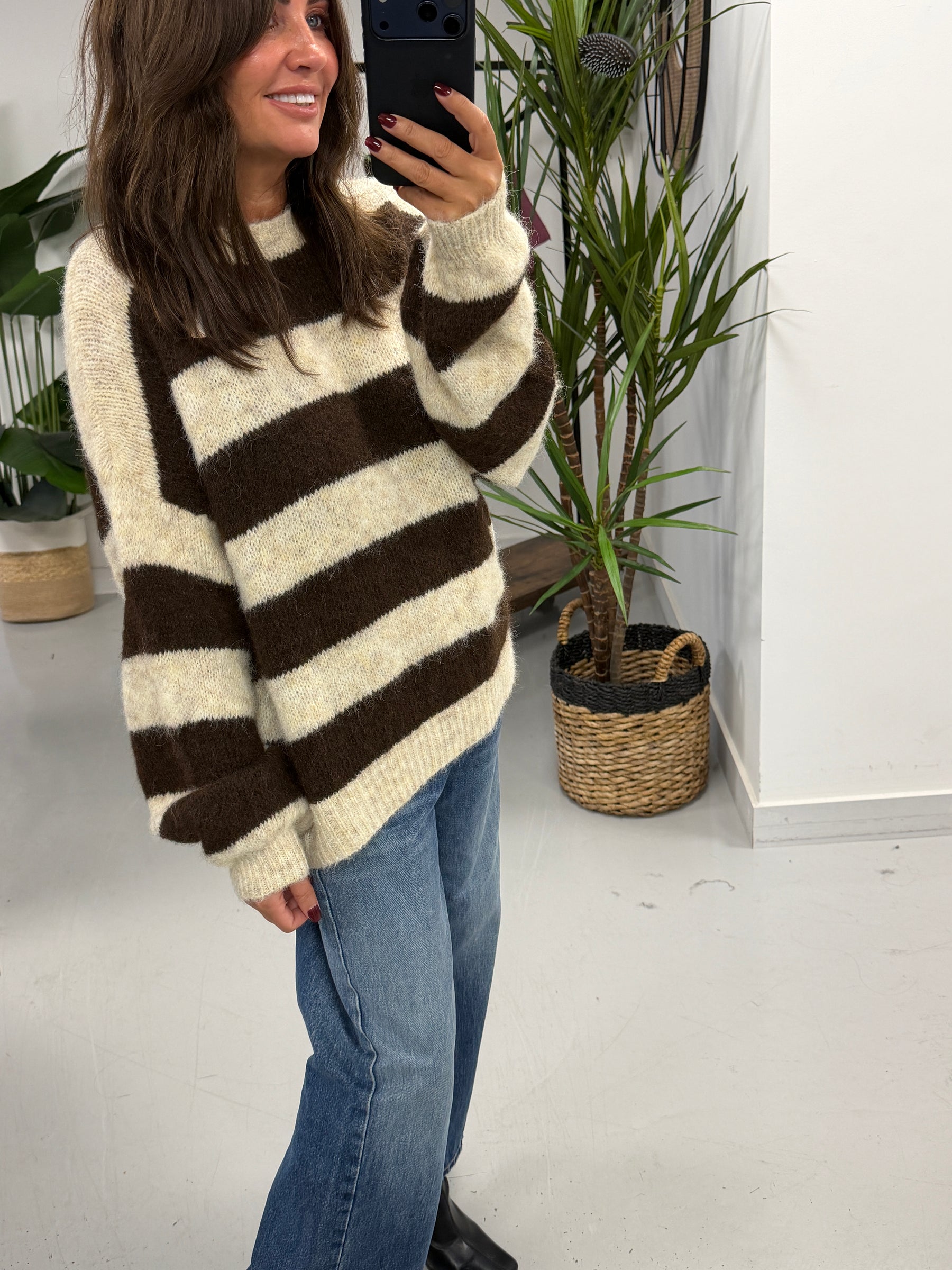 The Buxton Stripy Knit - Chocolate/Cream (Size 8-16)