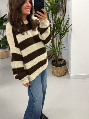 The Buxton Stripy Knit - Chocolate/Cream (Size 8-16)