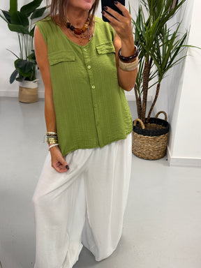 Crinkle Utility Top - Pistachio