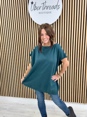 The Knitted Button Back Tank - Teal