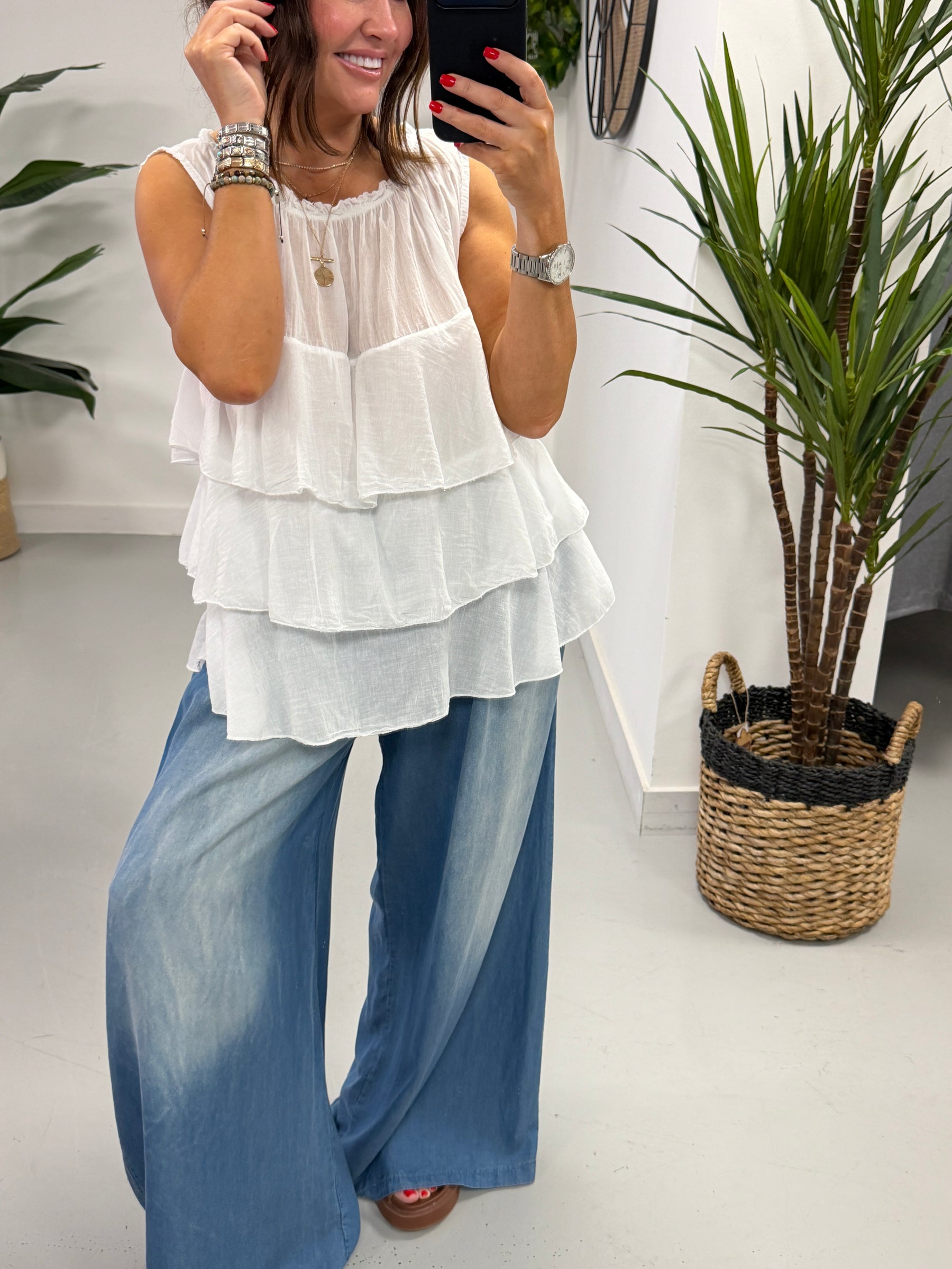 The Rio Ruffle Top - White