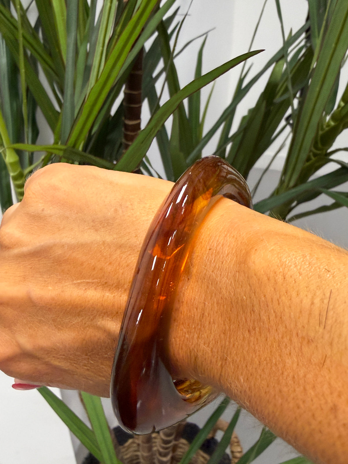 Misshaped Resin Amber Bangle