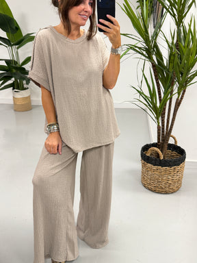 The Hallie Button Two Piece - Pebble