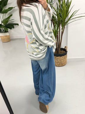 The Daisy/Stripe Soft Knit - Khaki