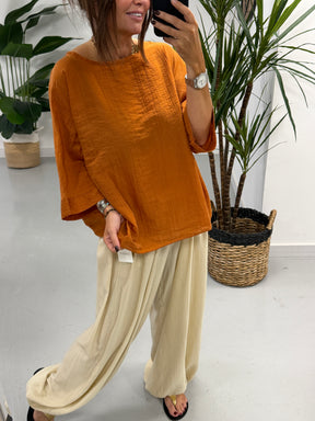 The Crinkle Boxy Tunic - Rust