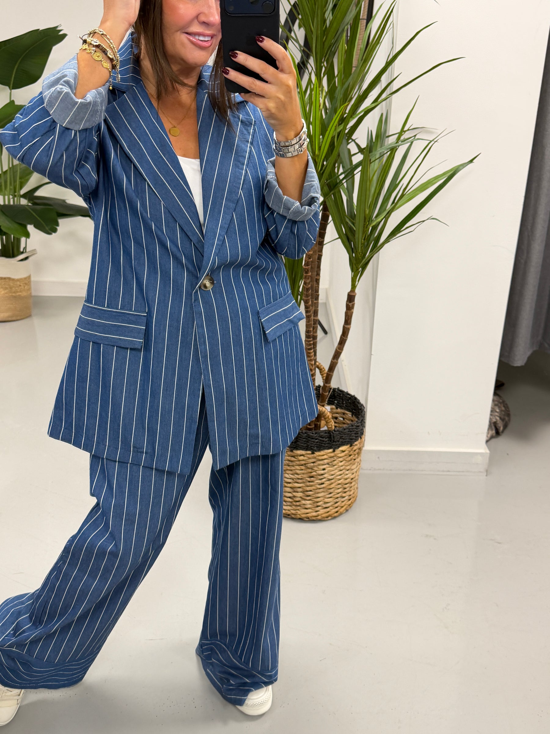 Deniably Denim Stripe Blazer  - Dark Stripe