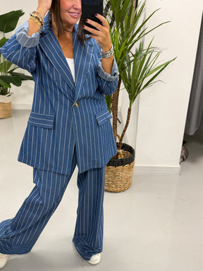 Deniably Denim Stripe Blazer  - Dark Stripe