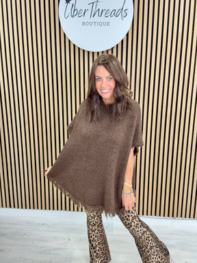 The Sleeveless Fringed Knit - Chocolate