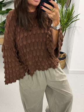 Soft Touch Tear Drop Knit - Chocolate (Size 8 - 16)