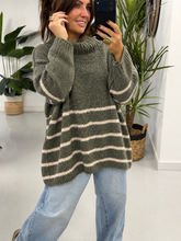 The Rustic Stripe Soft Knit - Khaki/Cream (Size 12-20)