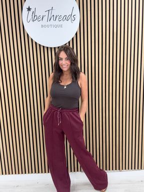 Wide Leg Seam Jogger (std) - Mulberry