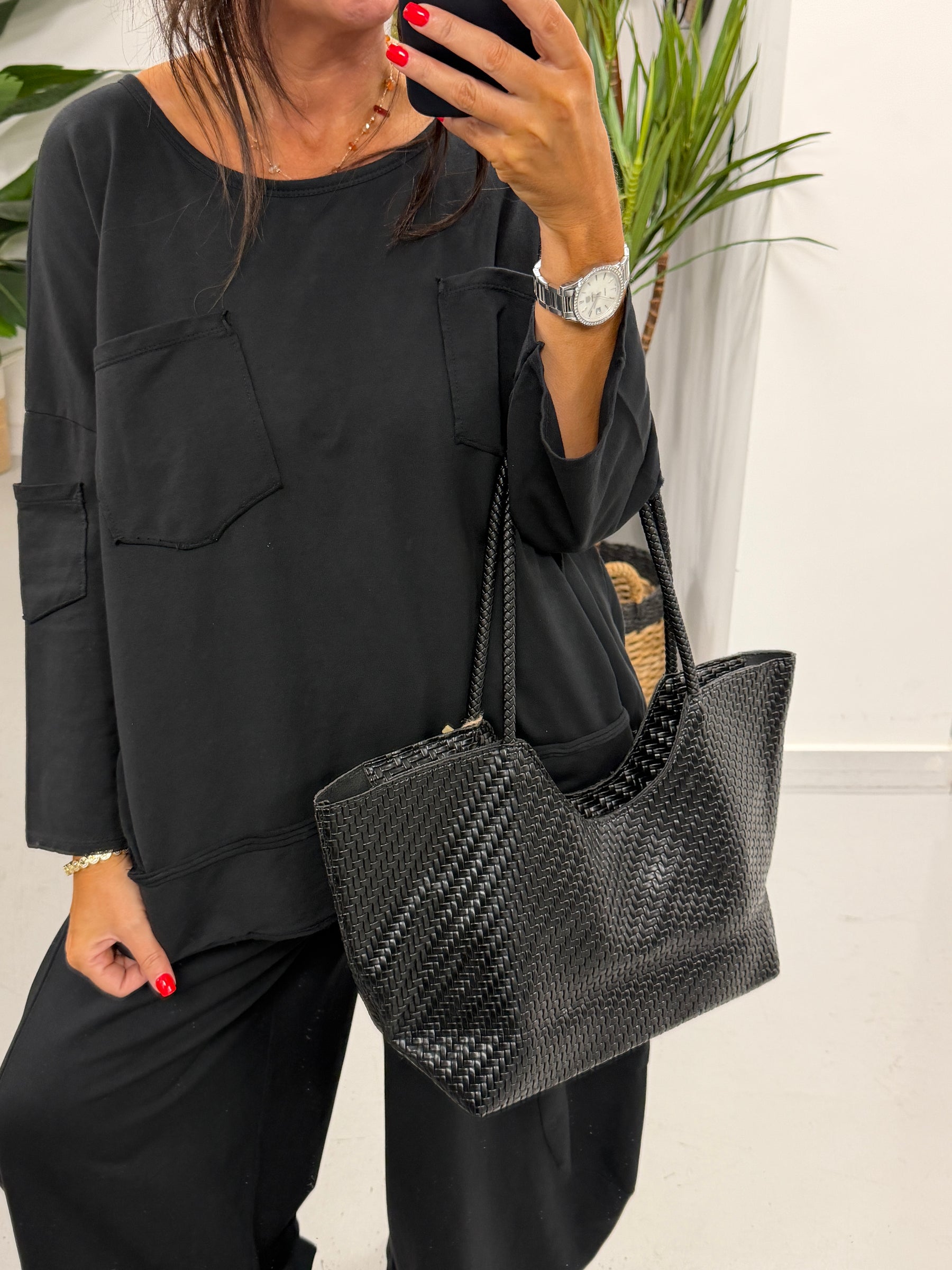 The Woven Infusion Inspired Tote Bag - Black