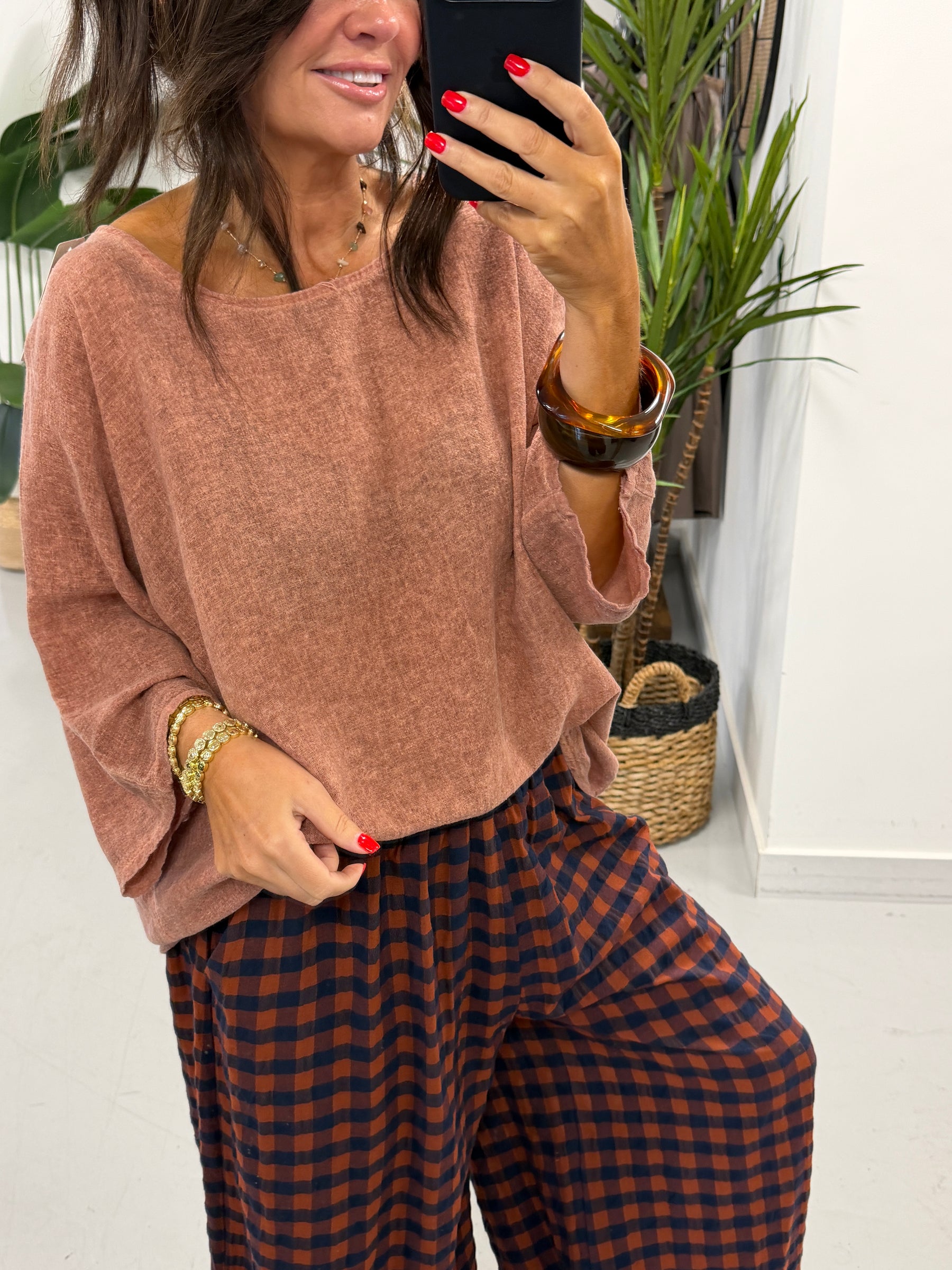 Linen Blend Boxy Top - Hue