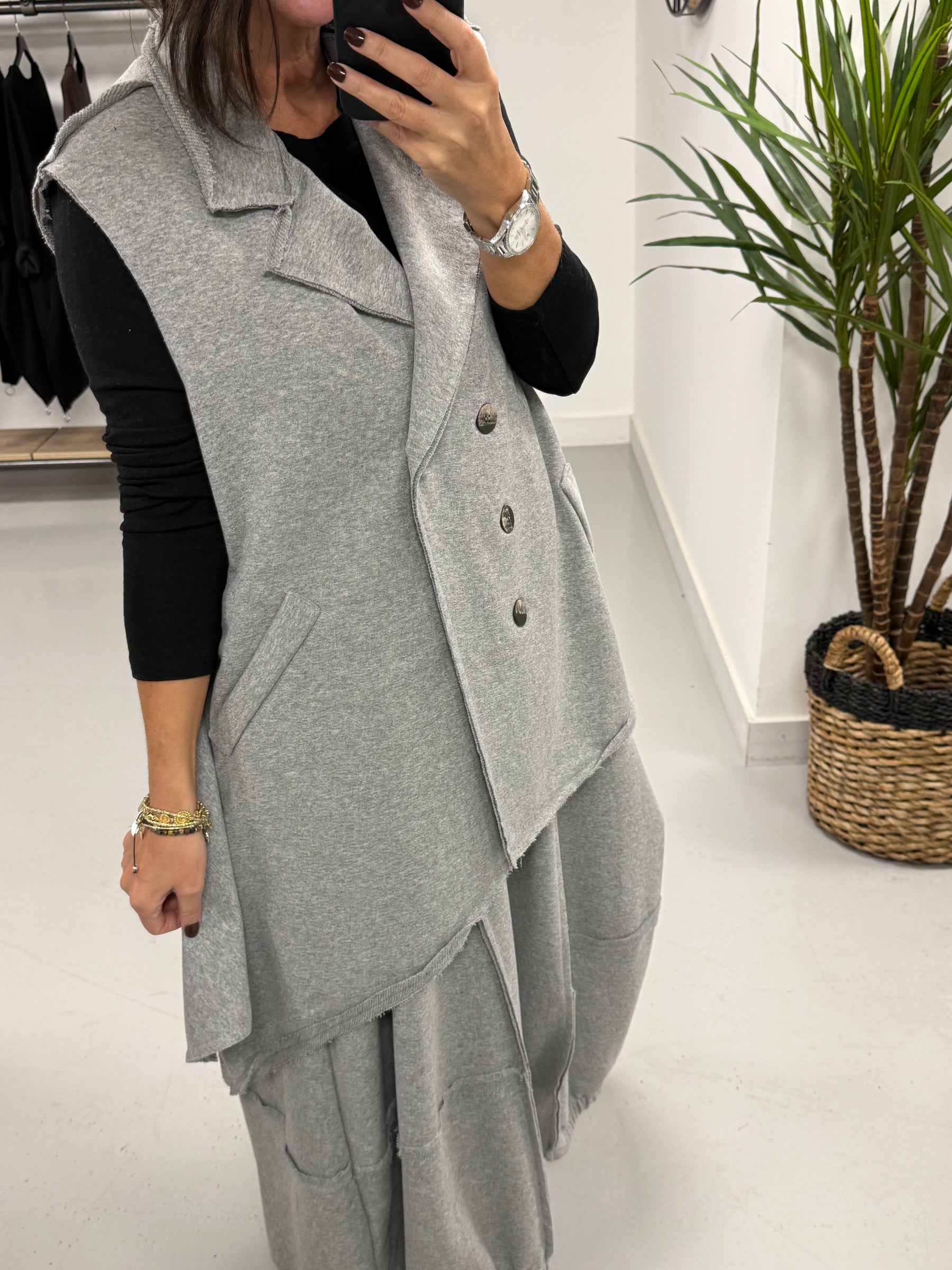 The Deluxe Weekend Collection Deluxe Asymmetric Wasitcoat  - Marl Grey
