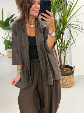 Crinkle Blazer - Chocolate