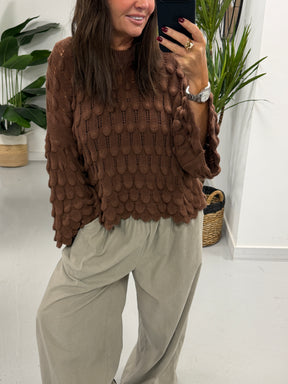 Soft Touch Tear Drop Knit - Chocolate (Size 8 - 16)