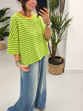 Sugar Rush Stripe Tee - Green/Yellow