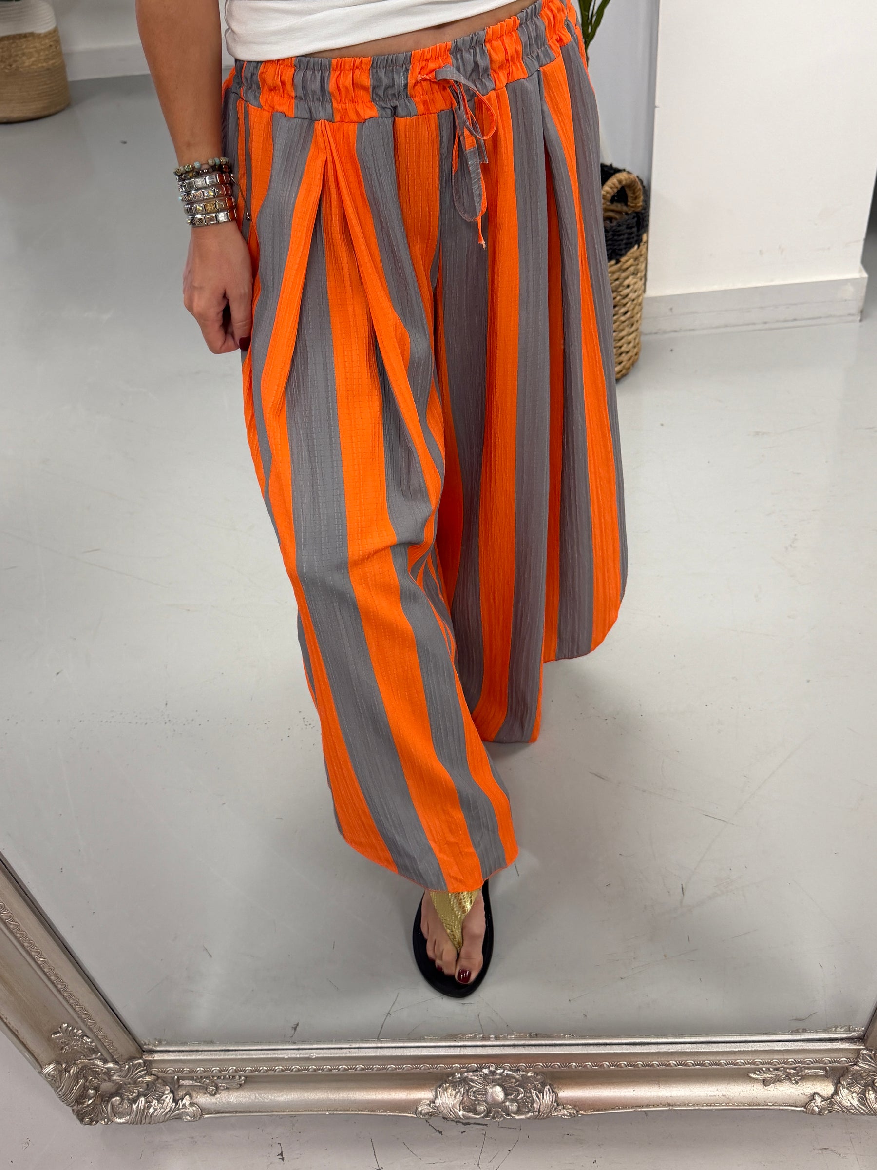The Summer Sugar Rush Trousers  - Orange/Grey