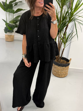 The Hallie Peplum Two Piece - Black