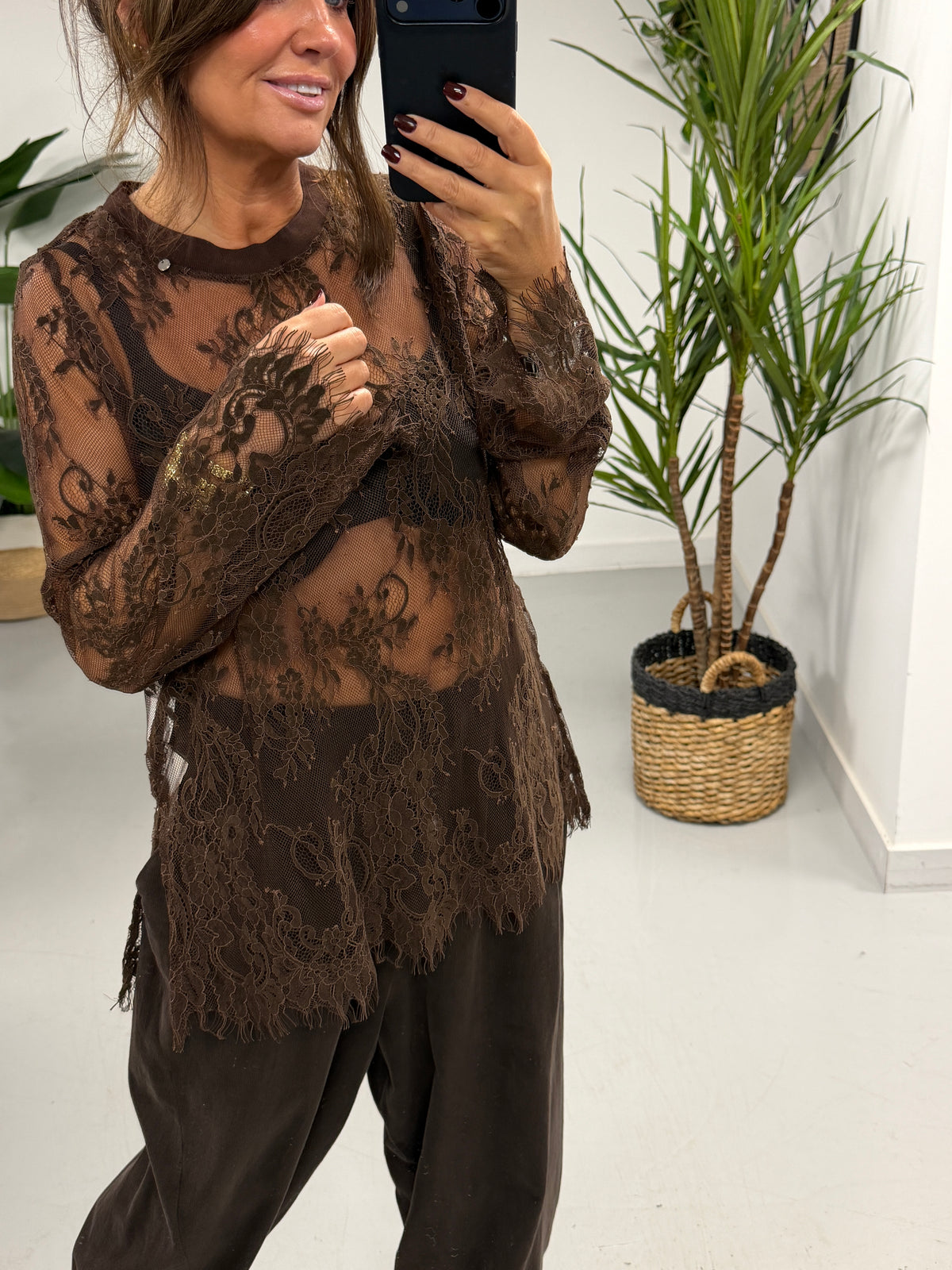 The Lexi Lace Mesh - Chocolate  (Size 10-16)