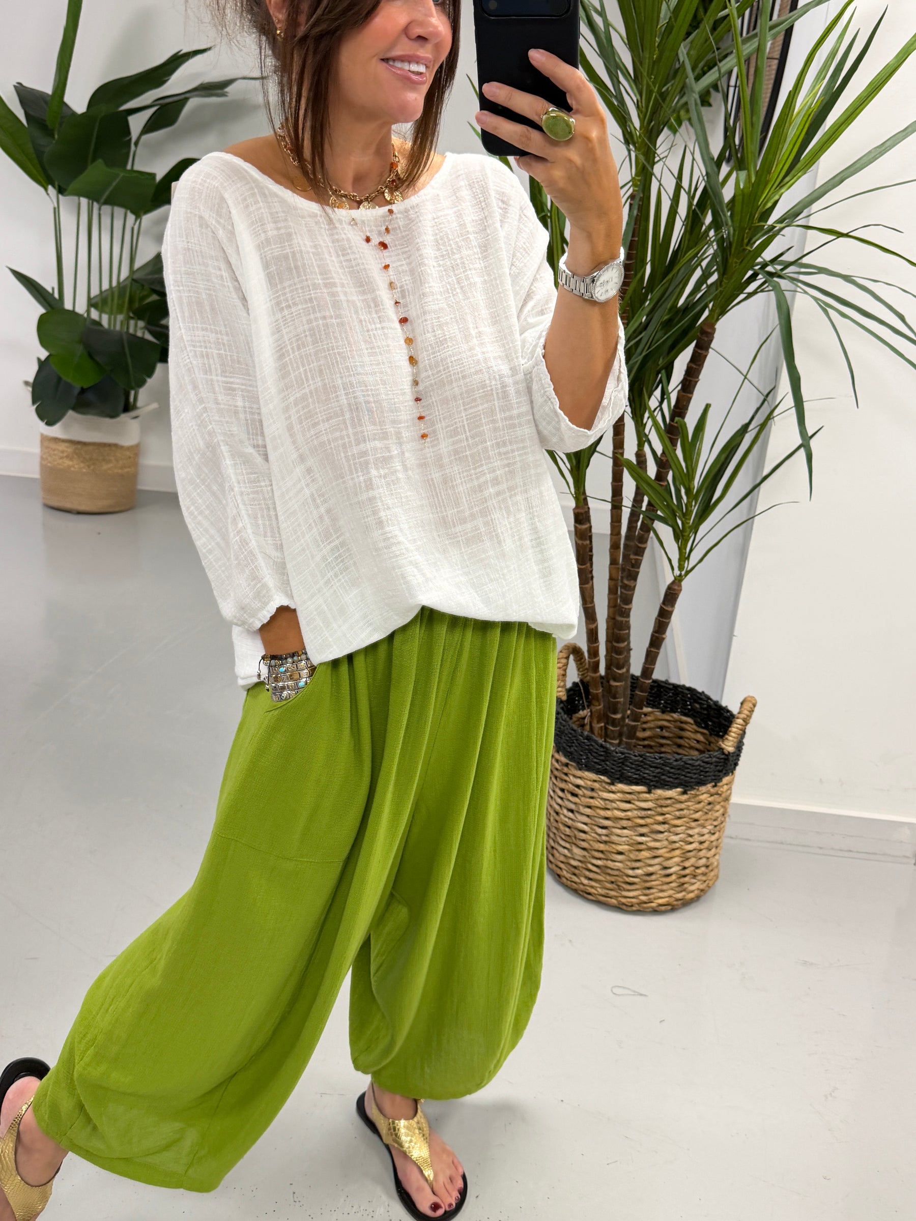 Cropped Sahara Balloon Pants - Pistachio