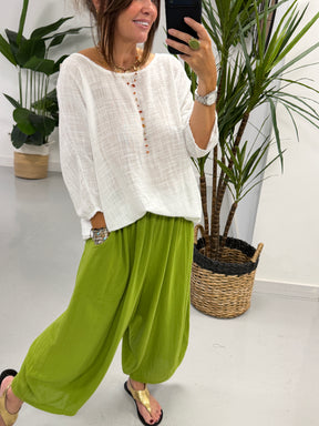 Cropped Sahara Balloon Pants - Pistachio