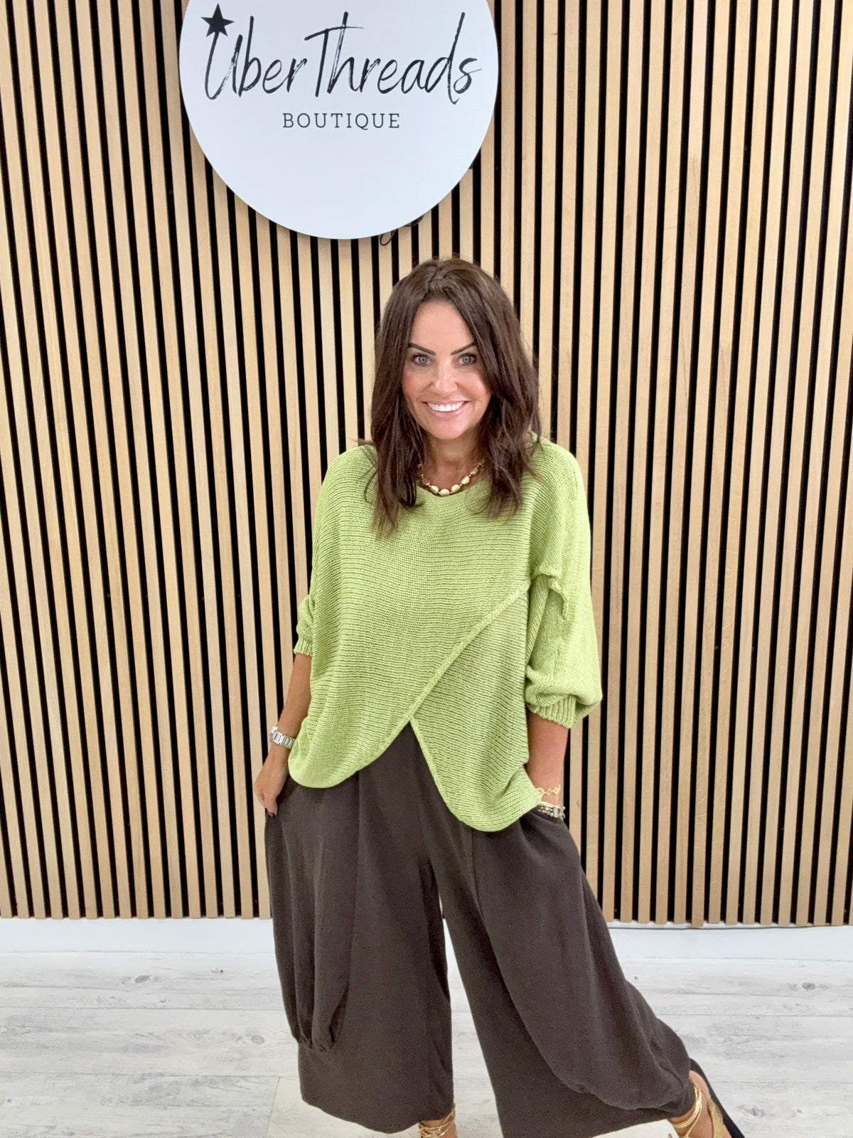 The Autumn Baxter Crossover Knit - Apple Green