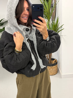 Ladies Button Snood - Grey