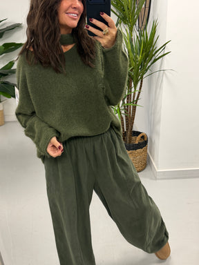 Slash Neck Knit  - Khaki (Size 10-16)