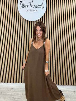 The Spring Shoulder Maxi - Chocolate