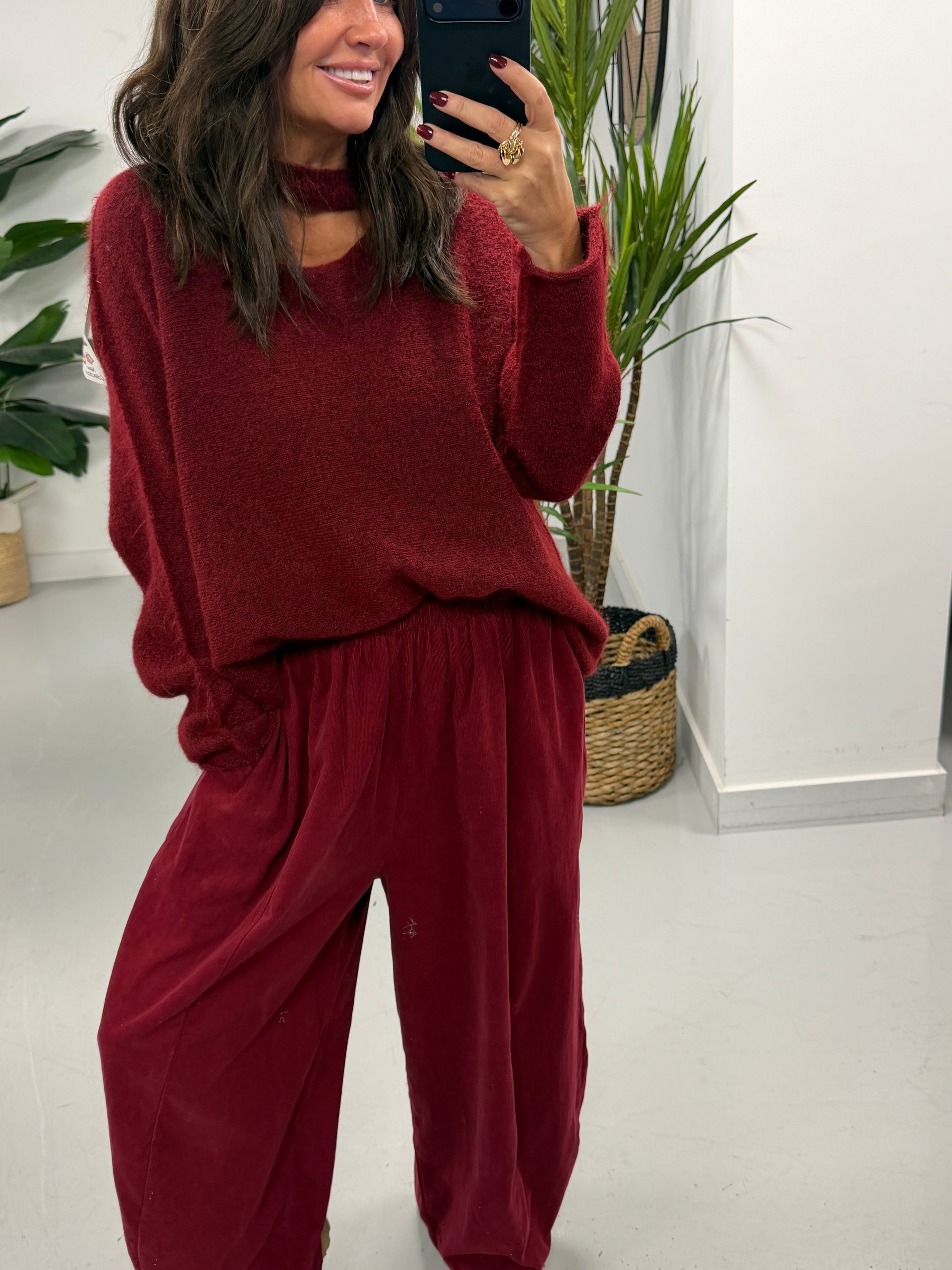 The Barrel Needlecord Joggers - Wine (Size 10-18)