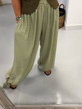Checked Tie Cuff Trousers - Green