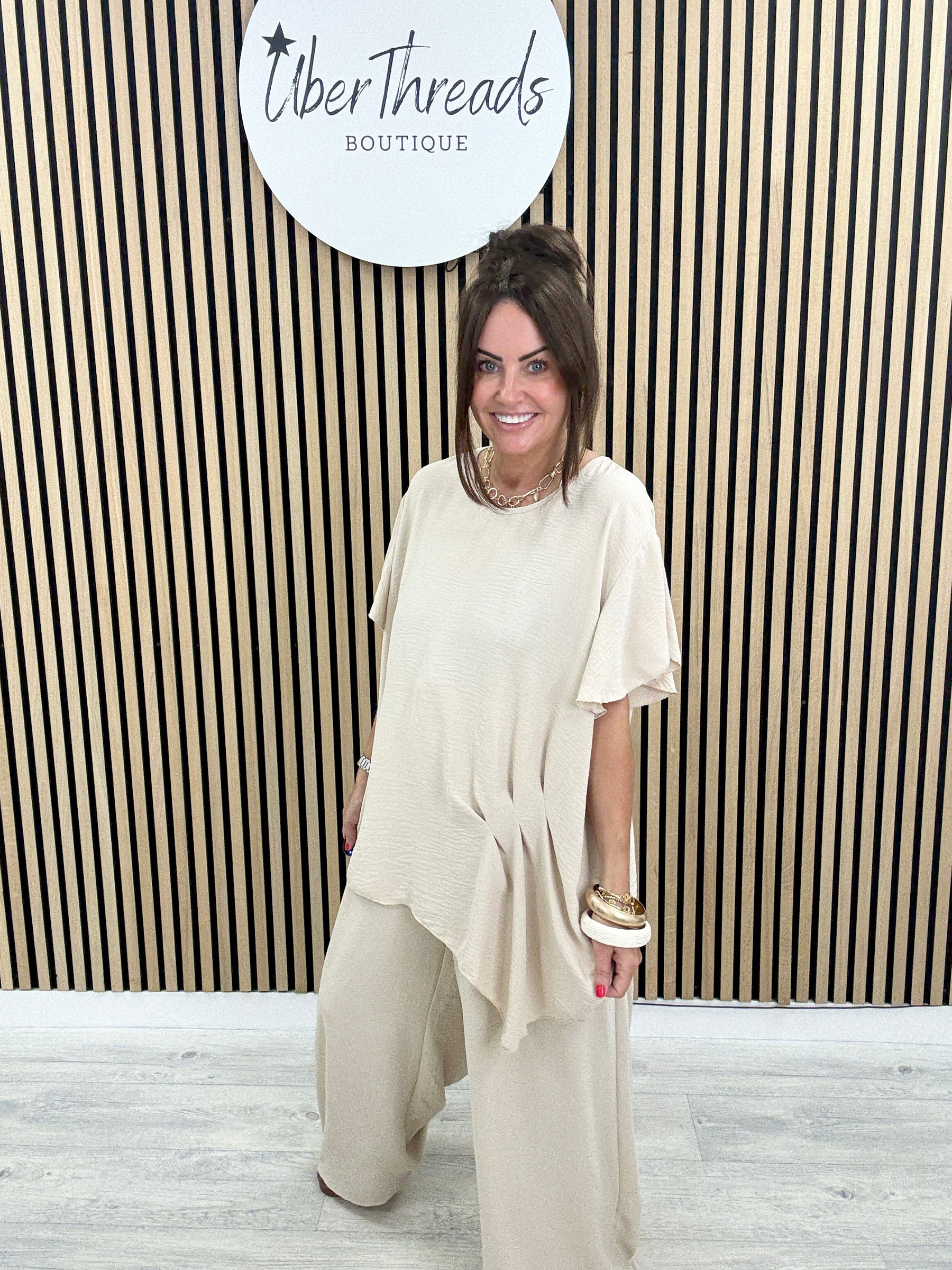 Lisbon Pleat Co-Ord - Classic Stone
