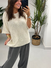 Sofia Soft Knit Crop Sleeve Knit Jumper - Cream (Size 10-16)