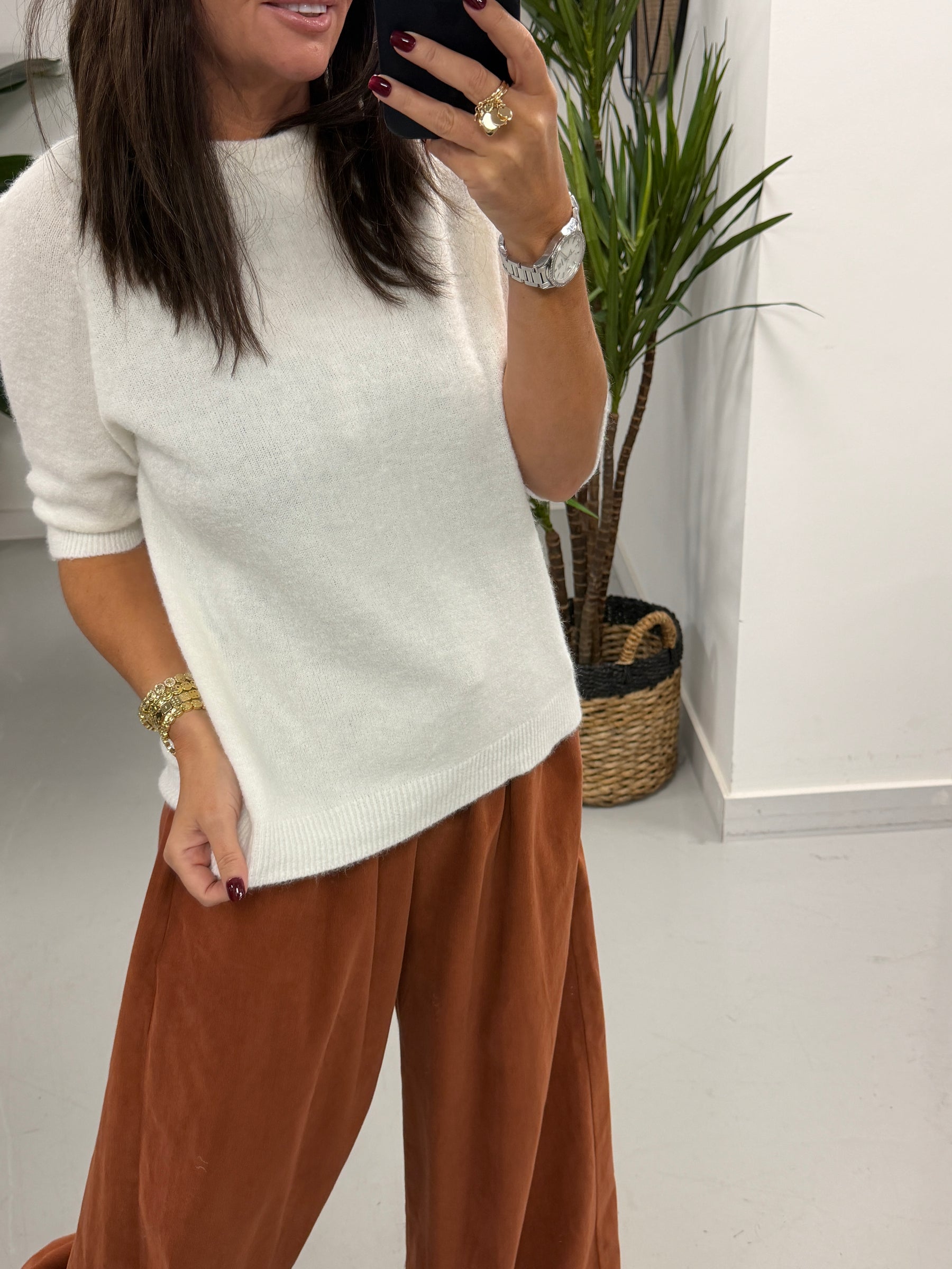 The Drift Crop Sleeve Knit - Winter White (Size 10-14)