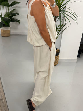Crinkle Inspired Co Ord  - Cream