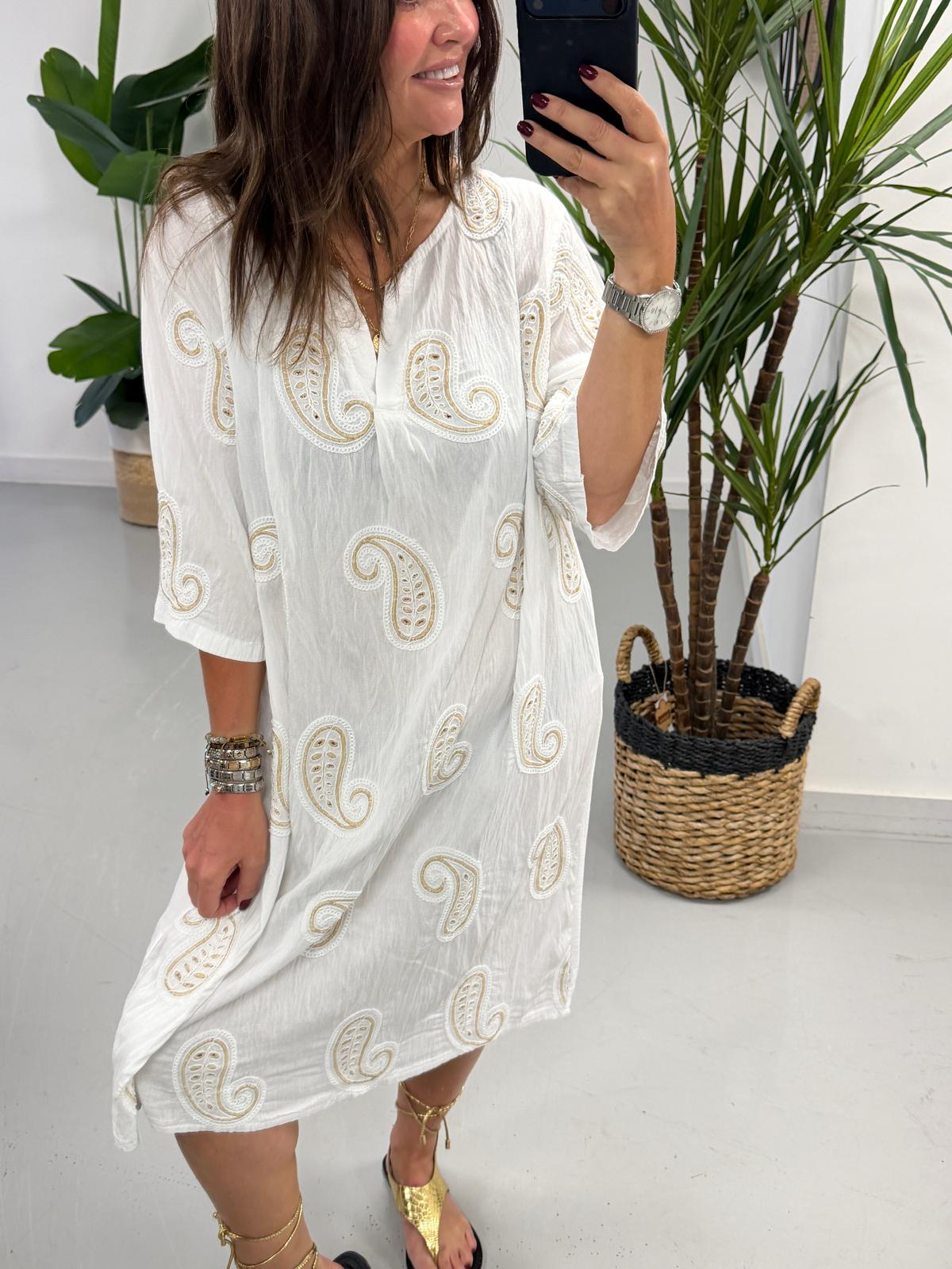 The Paisley Midi Dress - White