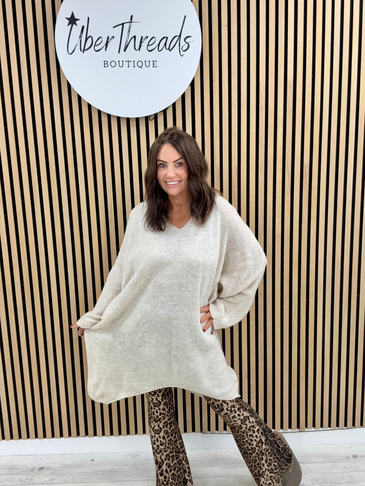 The Oversized Dipped Hem Knit - Cream