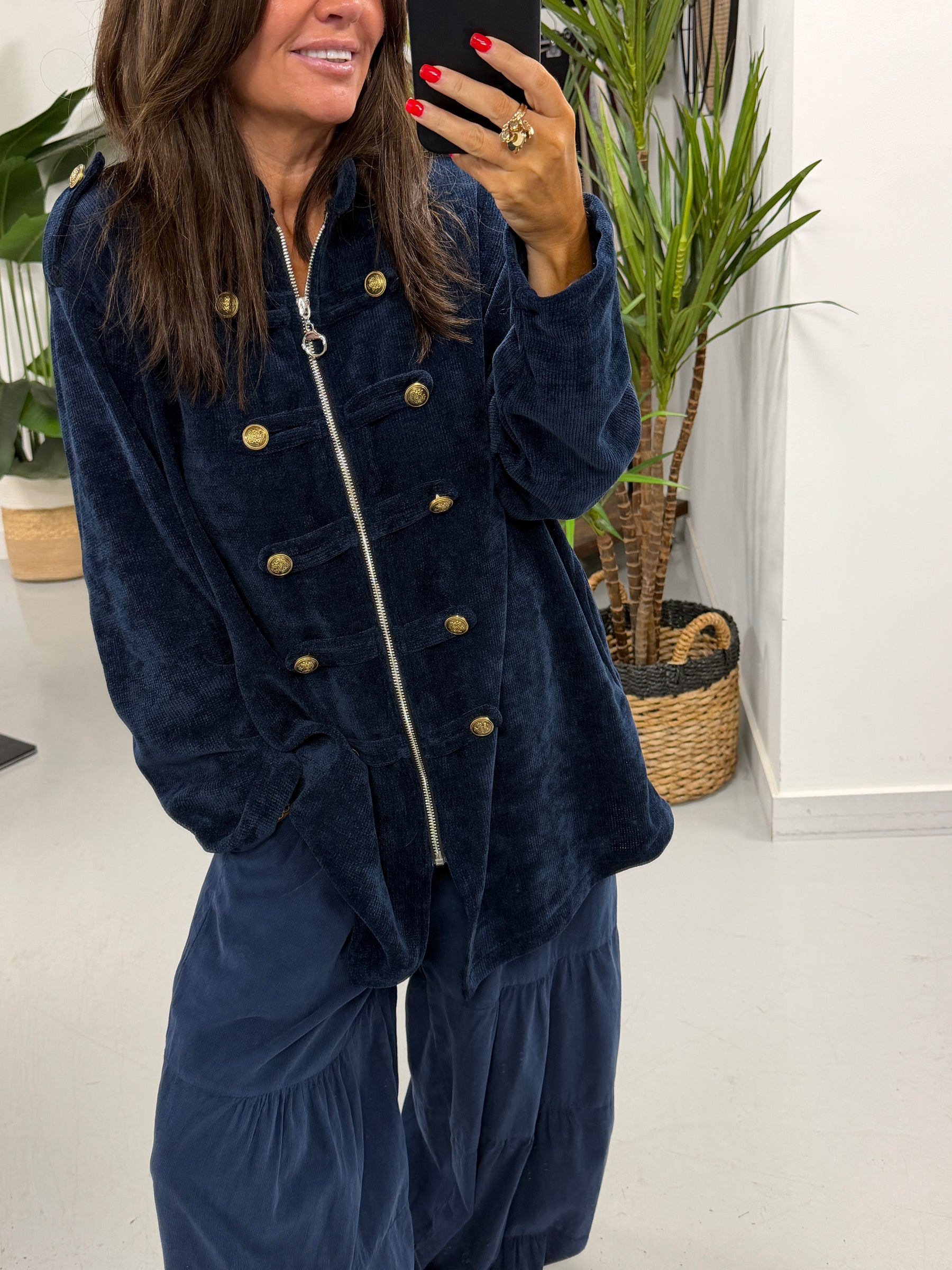 The Big Softie Zip Military Jacket - Navy